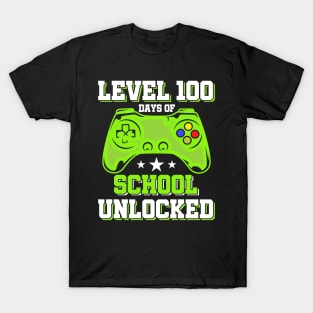 Level 100 Days Of School Unlocked Gamer Video Games Boys T-Shirt